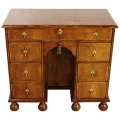 Late 19th Century Georgian Style Burr Walnut Knee-hole Desk