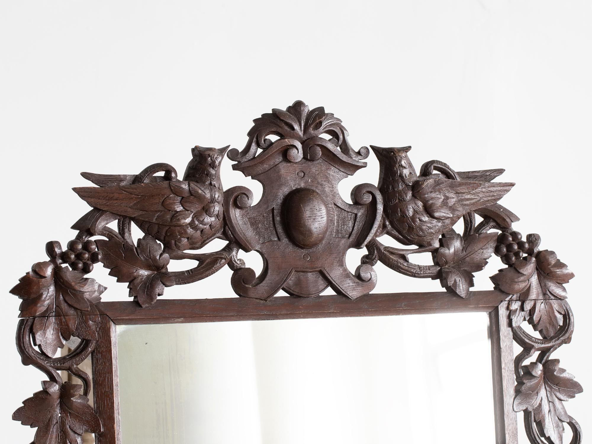 Hand-Carved Late 19th Century German Black Forest Mirror For Sale