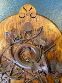 Late 19th Century German Carved Black Forest Wood Trophy Plaque