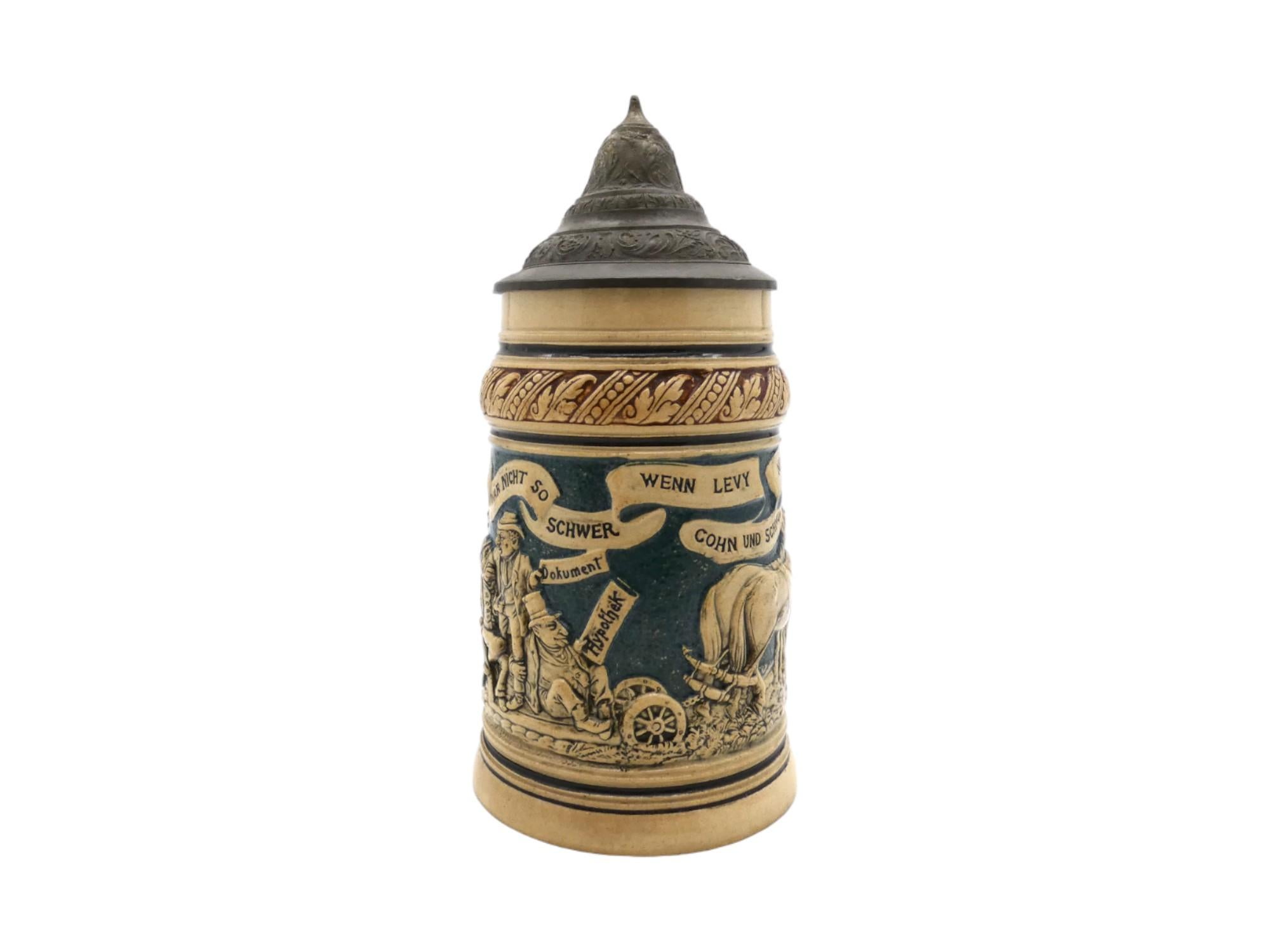 Steins with anti-Jewish images were very popular in late 19th century Germany. The constitution of the newly unified Germany, adopted in 1871, emancipated all Jews. The following decades saw a surge in anti-semitism. It was more vicious and openly