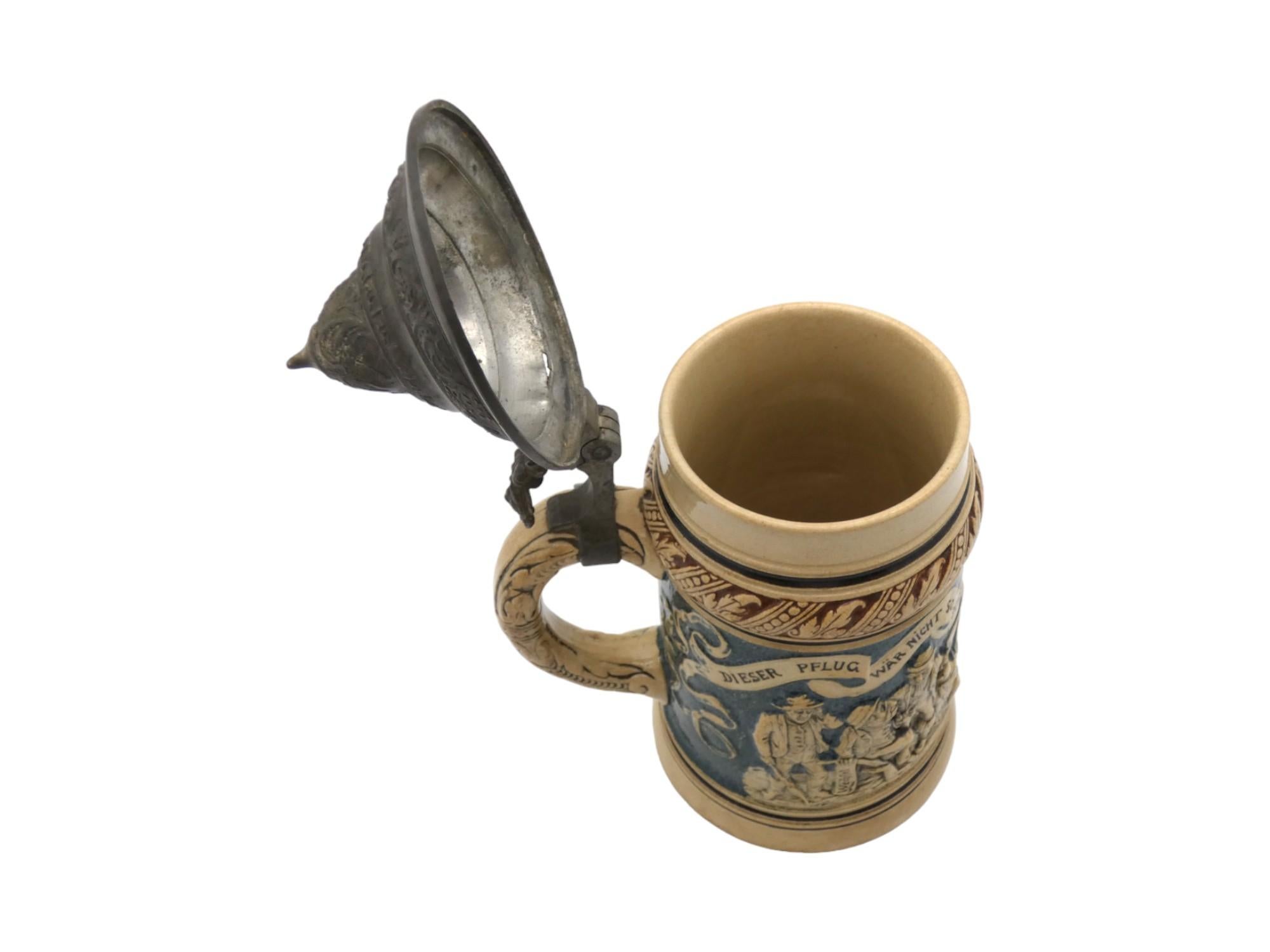 Late 19th Century German Ceramic Beer Stein For Sale 1