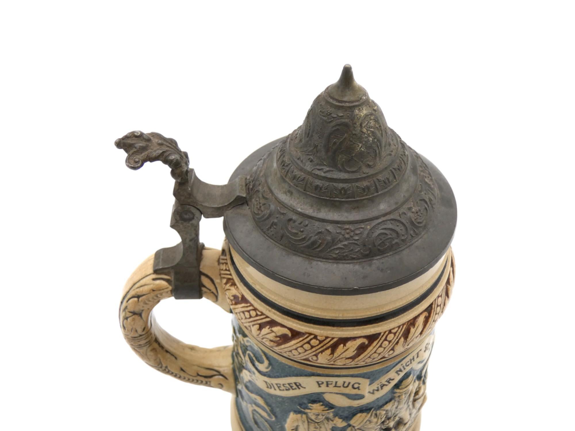 Late 19th Century German Ceramic Beer Stein For Sale 2