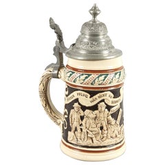 Late 19th Century German Ceramic Beer Stein