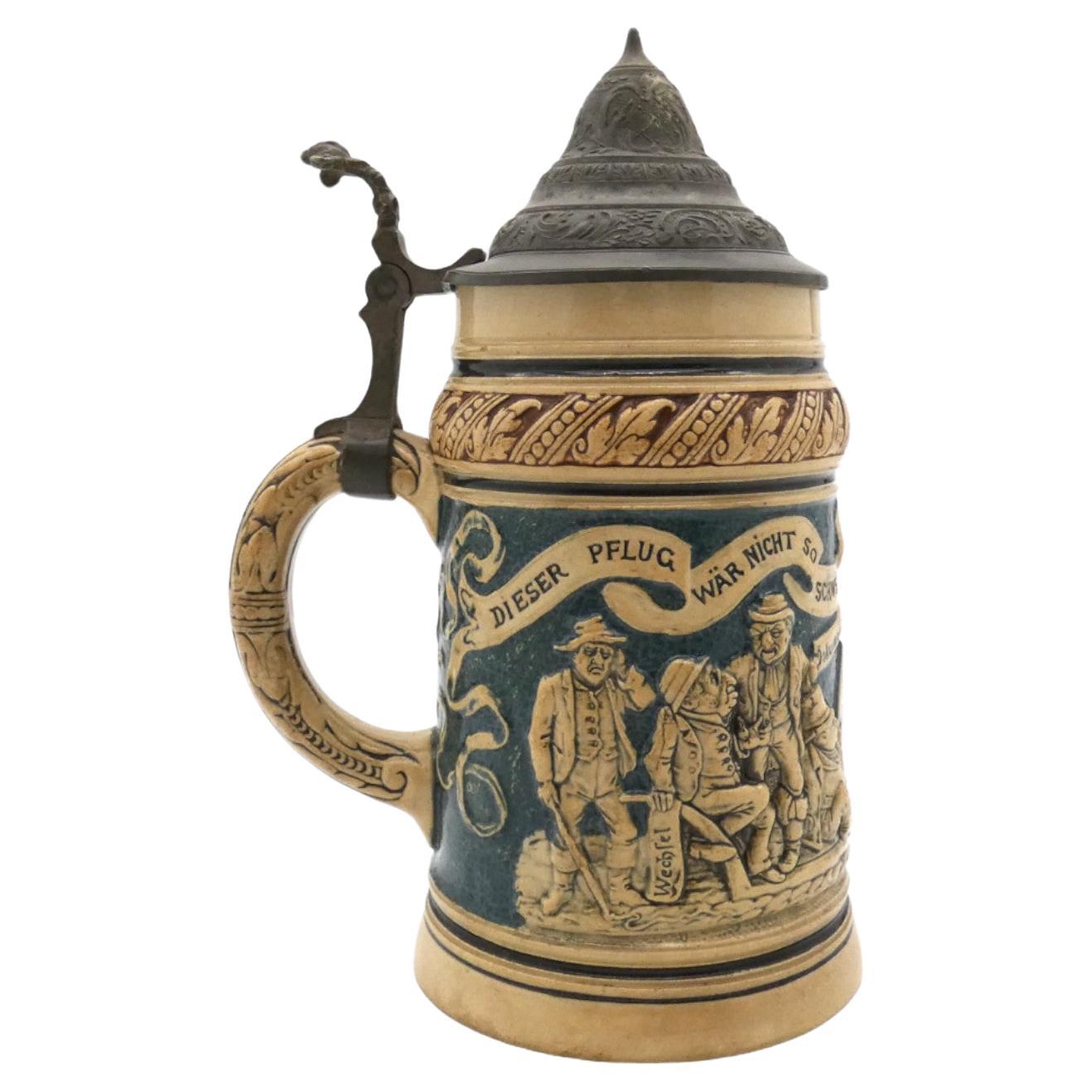 Late 19th Century German Ceramic Beer Stein