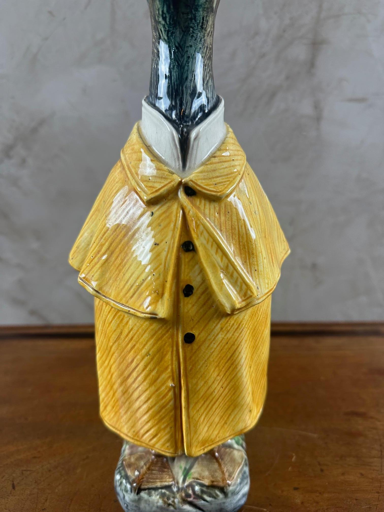 Late 19th century German Majolica Duck Decanter, 1890s 8