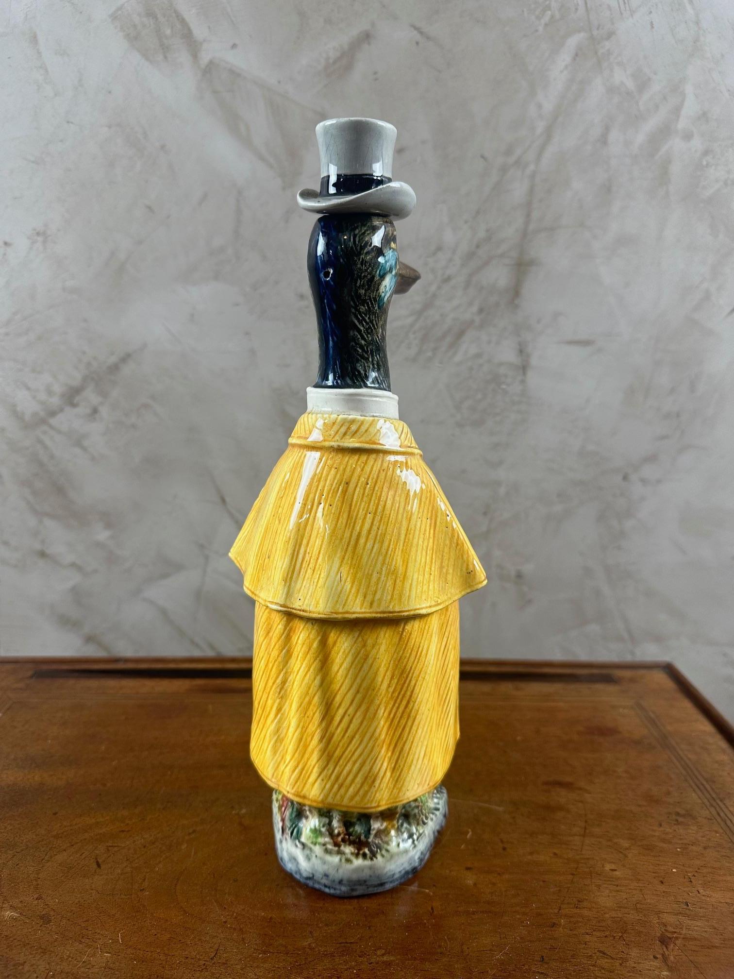 Late 19th century German Majolica Duck Decanter, 1890s 2