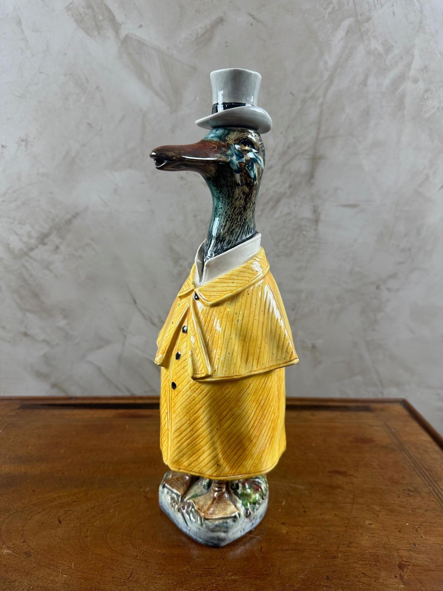 Late 19th century German Majolica Duck Decanter, 1890s 4