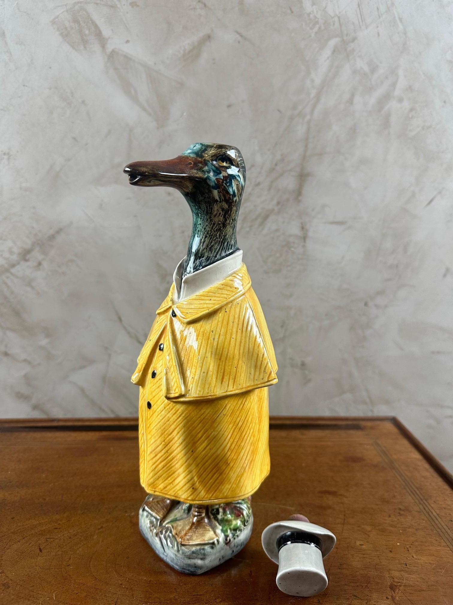 Late 19th century German Majolica Duck Decanter, 1890s 5