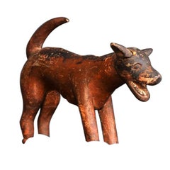Late 19th Century German Naive Folk Art Hand Carved Figure of a Dog