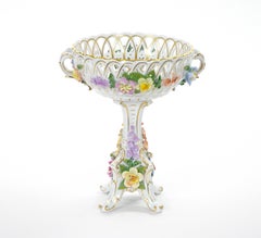 Late 19th Century German Porcelain Reticulated Floral Centerpiece Bowl
