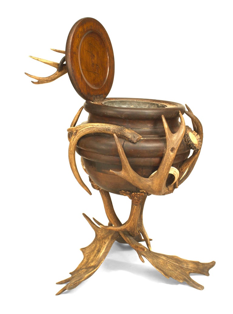 Late 19th Century German Rustic Horn and Antler Trimmed Wine Cooler at 1stDibs