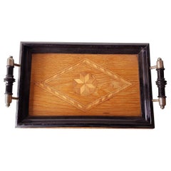 Late 19th Century German Serving Tray Inlaid with Various Woods