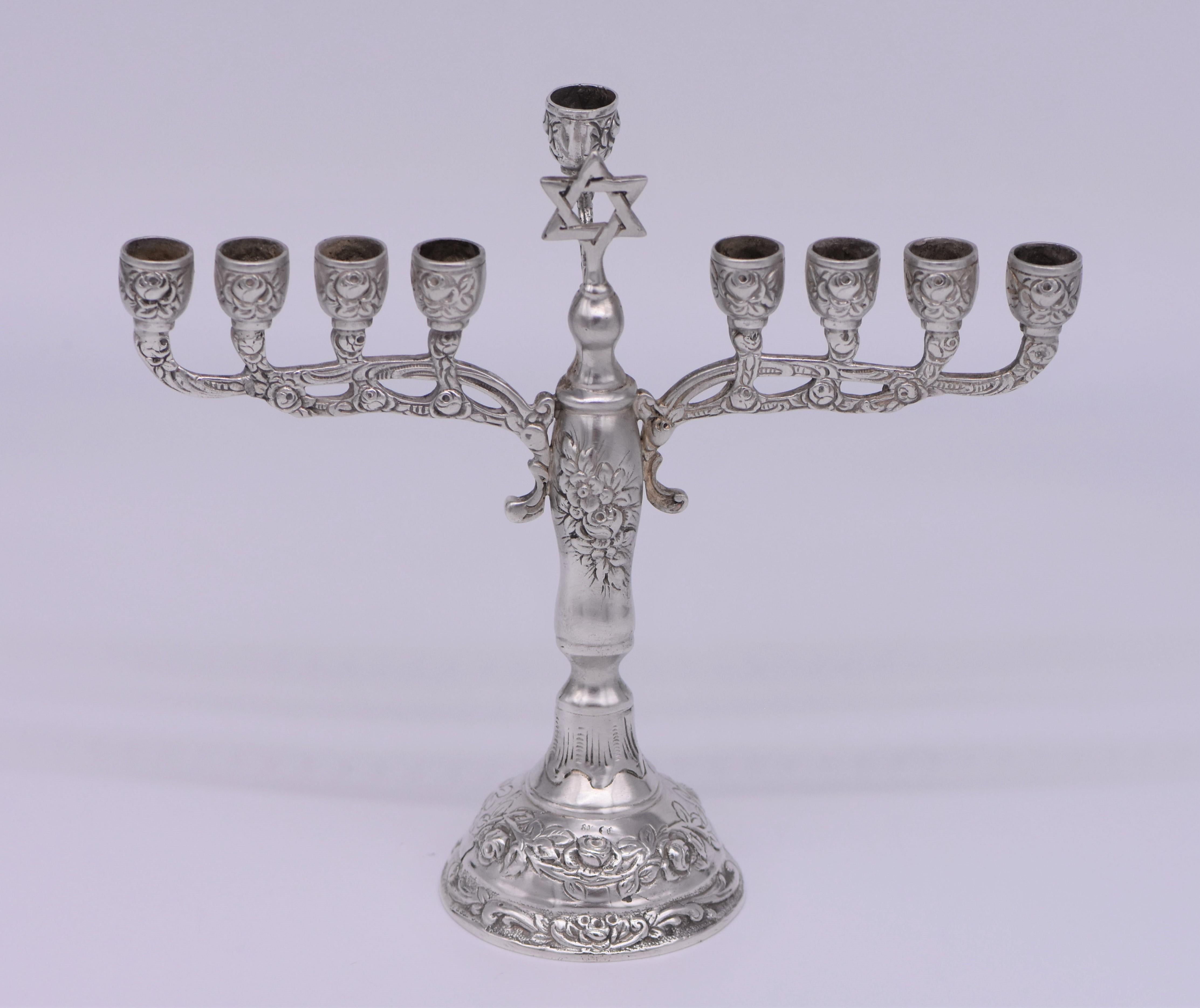 Late 19th Century German Silver Hanukkah Lamp In Excellent Condition In New York, NY