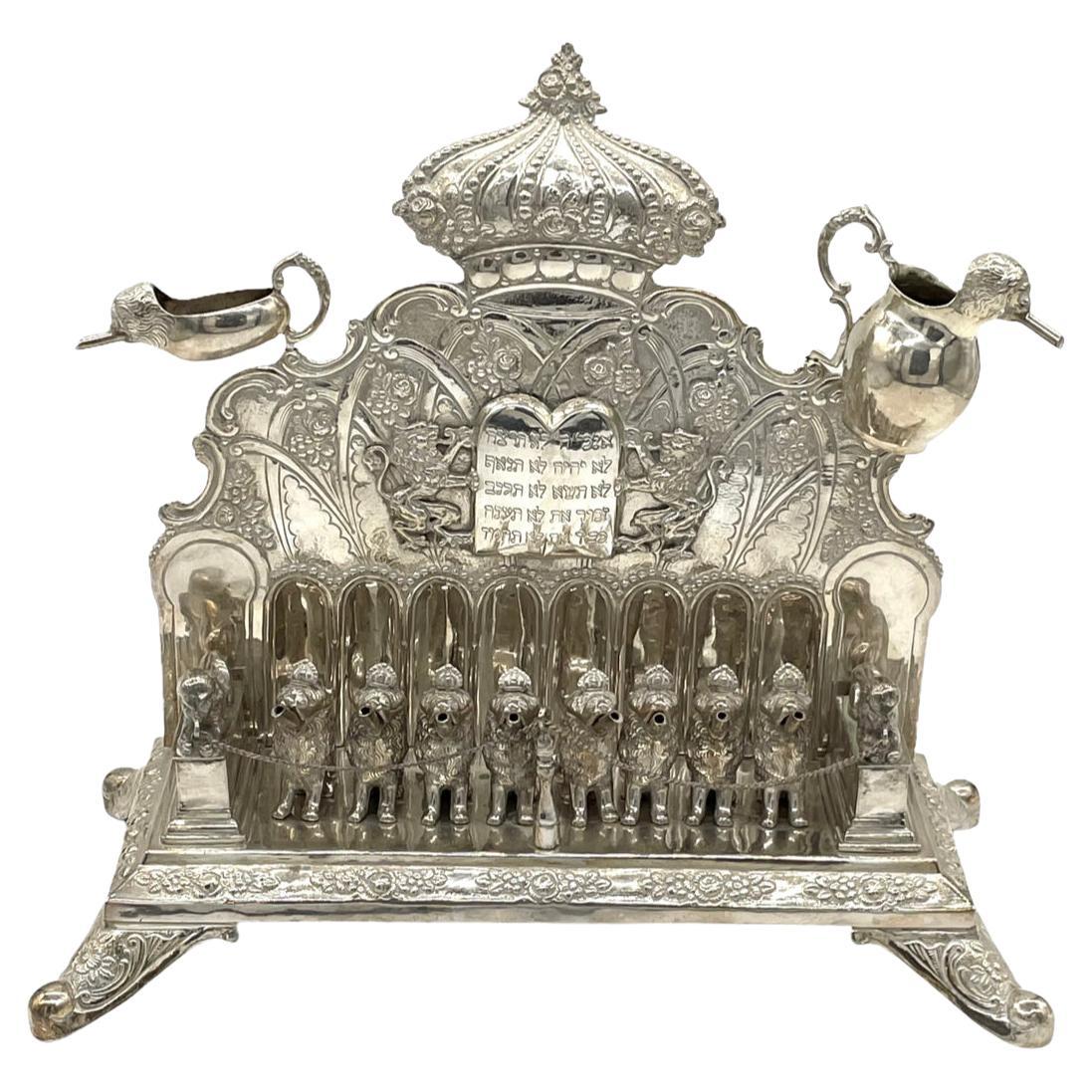 Late 19th Century German Silver Hanukkah Lamp