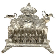 Late 19th Century German Silver Hanukkah Lamp