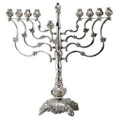 Late 19th Century German Silver Hanukkah Lamp Menorah