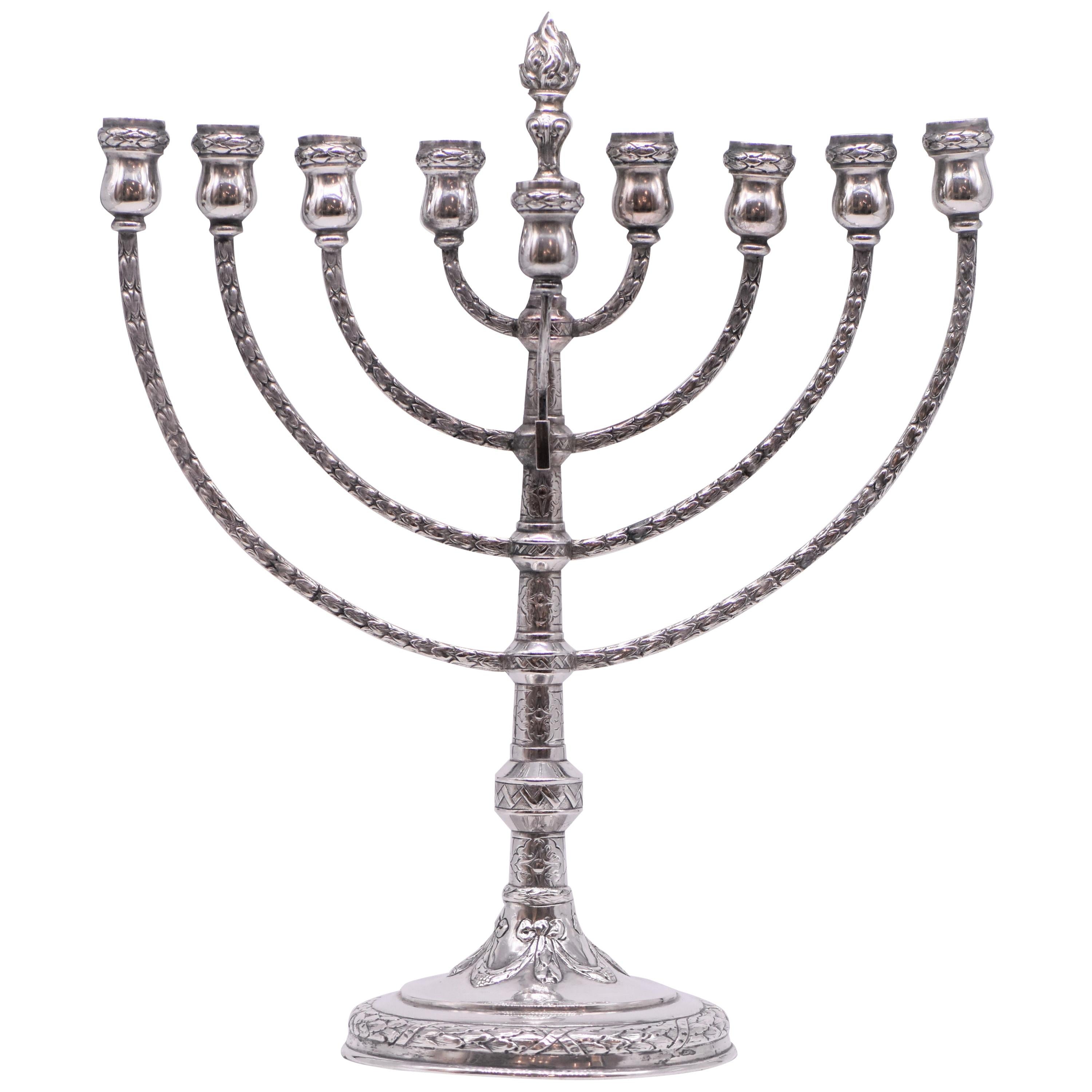 Late 19th Century German Silver Hanukkah Lamp Menorah at 1stDibs