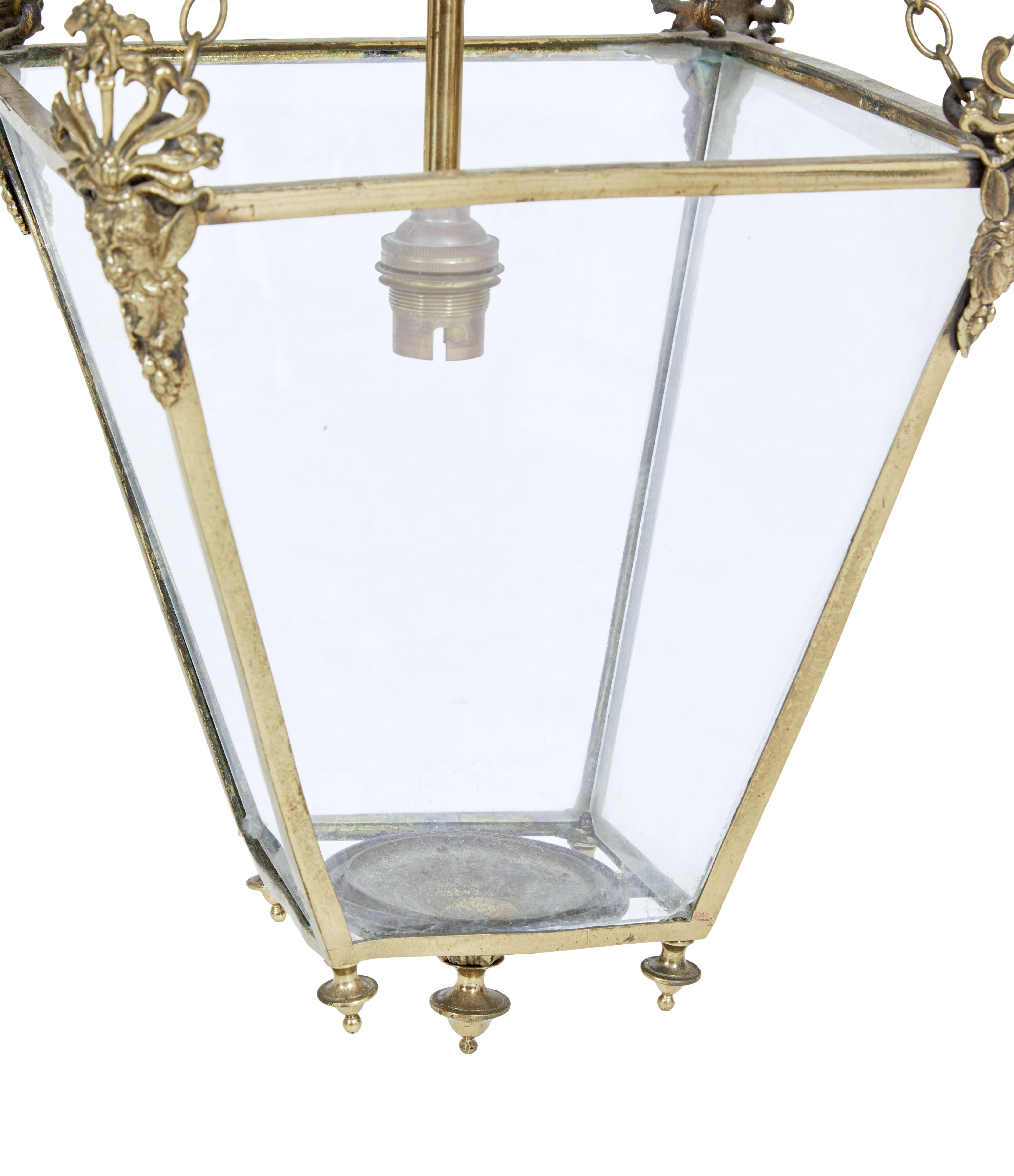 Victorian Late 19th Century Gilded and Glazed Hanging Lantern