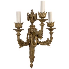 Late 19th Century Gilded Neoclassical Cast Bronze Sconces