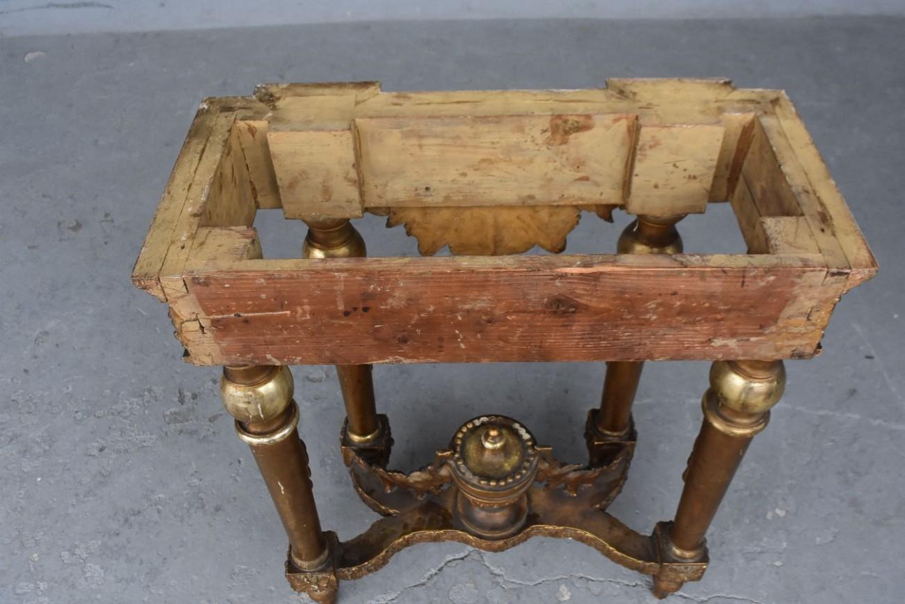 Late 19th Century Gilded Wood and Stucco Marble-Top Console For Sale 3