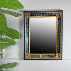 Late 19th Century Gilt and Black Eglomise Wall Mirror