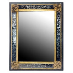 Late 19th Century Gilt and Black Eglomise Wall Mirror