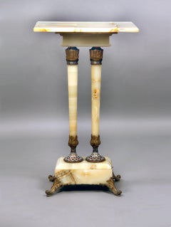 Late 19th Century Gilt Bronze and Champleve Enamel Mounted Onyx Pedestal