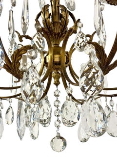 Late 19th Century Gilt Bronze and Crystal Eight-Light Chandelier