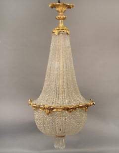 Late 19th Century Gilt Bronze and Crystal Seven Light Basket Chandelier