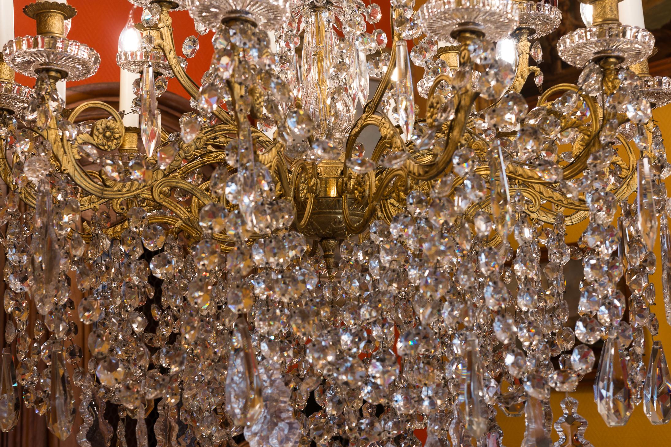 Late-19th Century Gilt-Bronze and Cut-Crystal Large Chandelier Sign by Baccarat 4