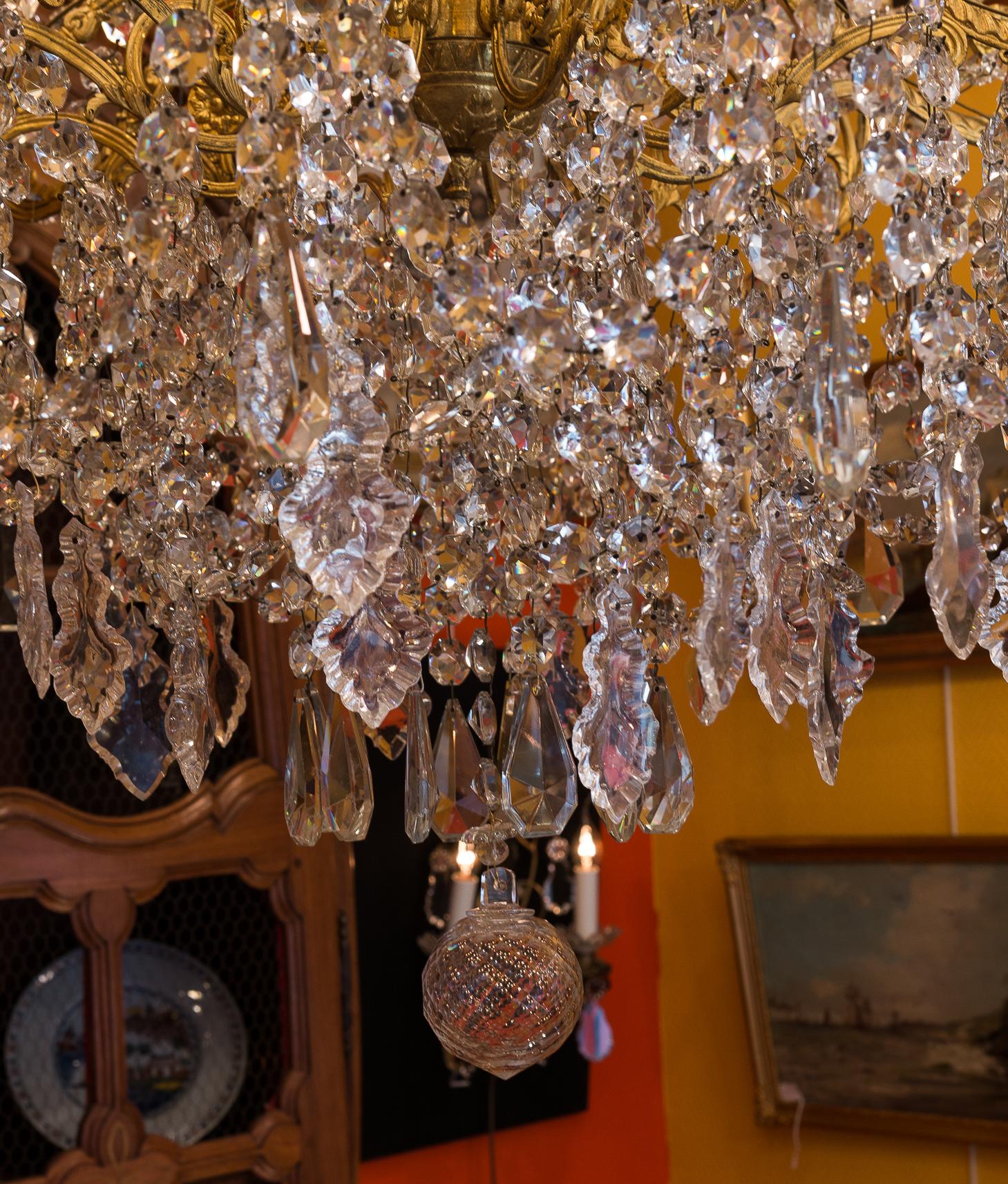 Late-19th Century Gilt-Bronze and Cut-Crystal Large Chandelier Sign by Baccarat 5