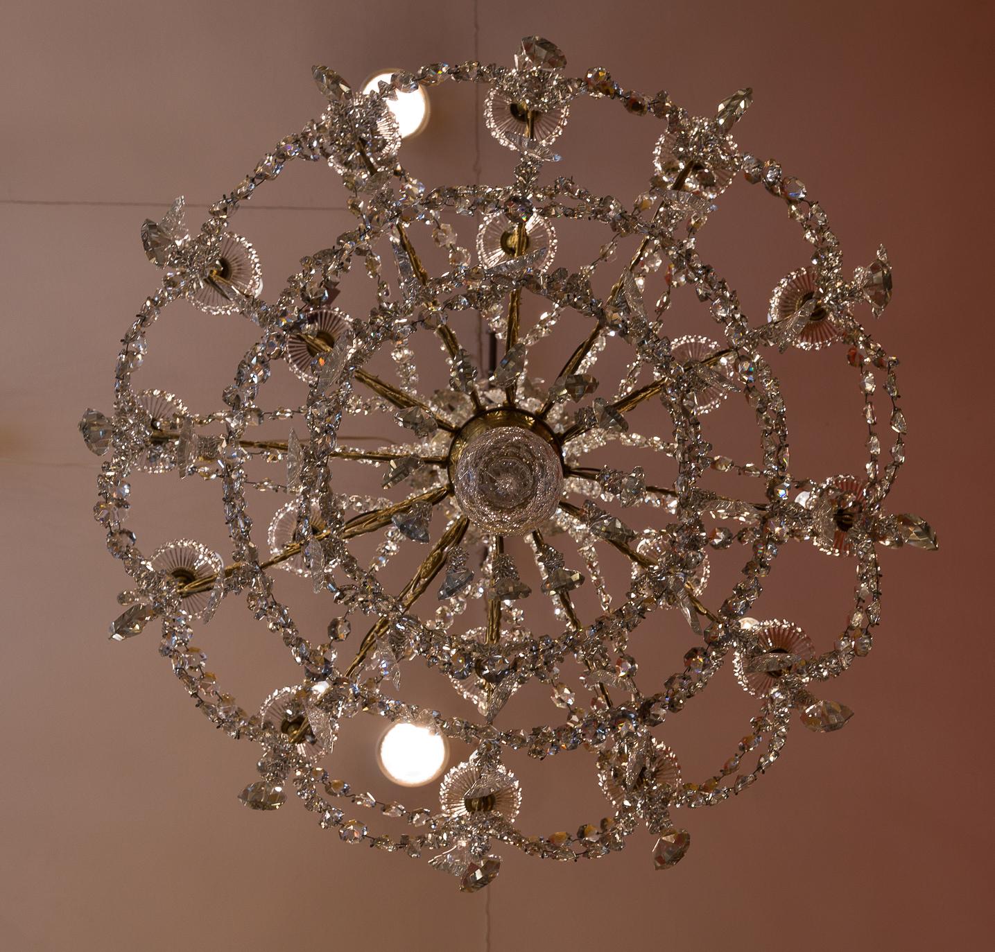 Late-19th Century Gilt-Bronze and Cut-Crystal Large Chandelier Sign by Baccarat 7