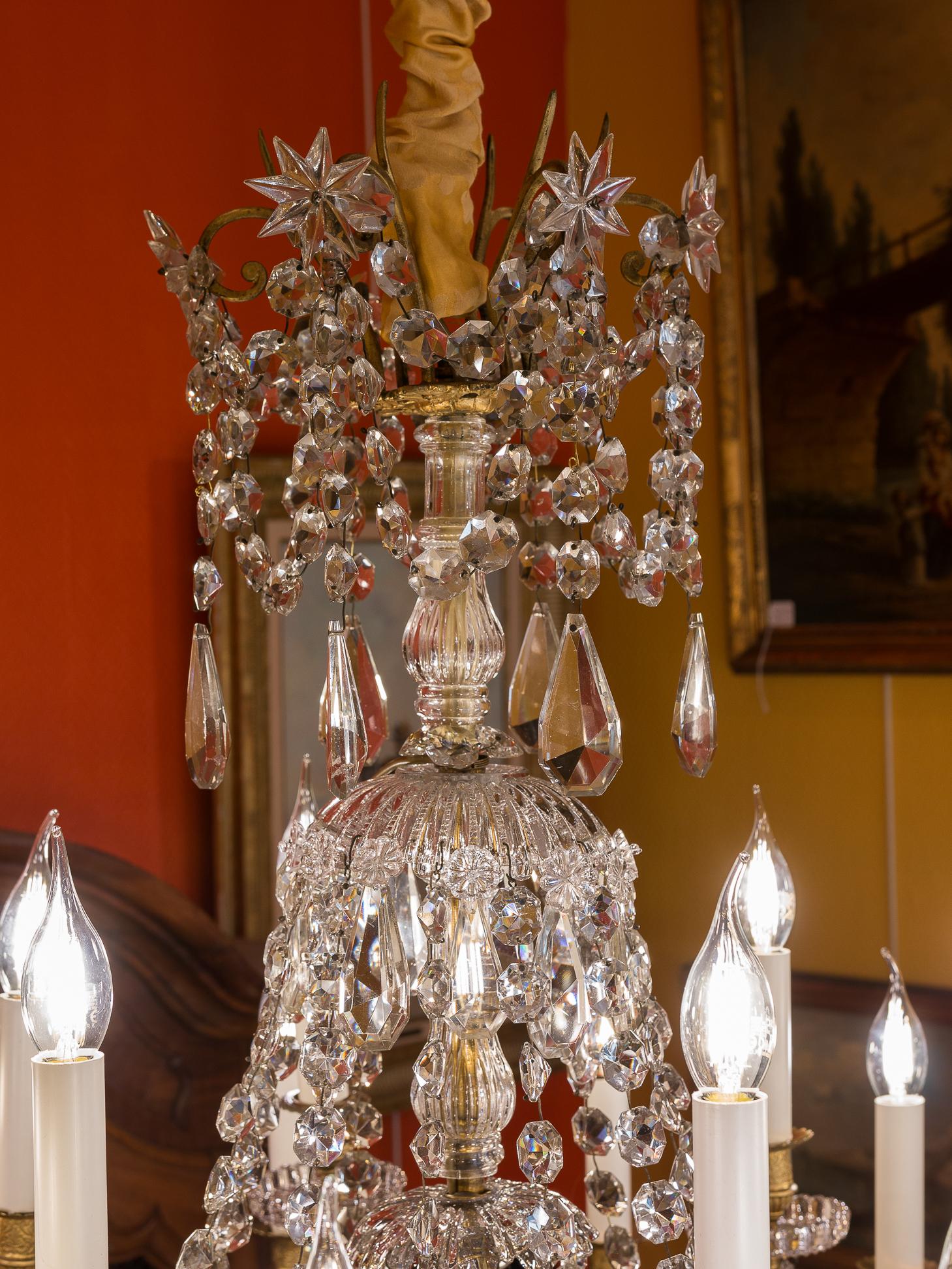 Louis XVI Late-19th Century Gilt-Bronze and Cut-Crystal Large Chandelier Sign by Baccarat