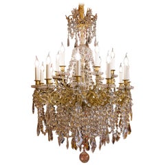 Late-19th Century Gilt-Bronze and Cut-Crystal Large Chandelier Sign by Baccarat