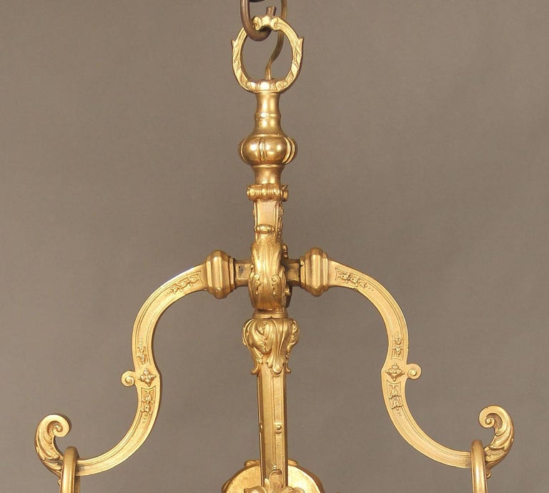 Late 19th Century Gilt Bronze and Cut-Glass Hall Lantern In Good Condition For Sale In New York, NY