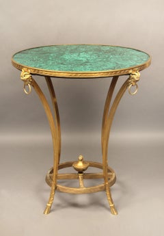 Late 19th Century Gilt Bronze and Giltwood Empire Style Malachite Lamp Table