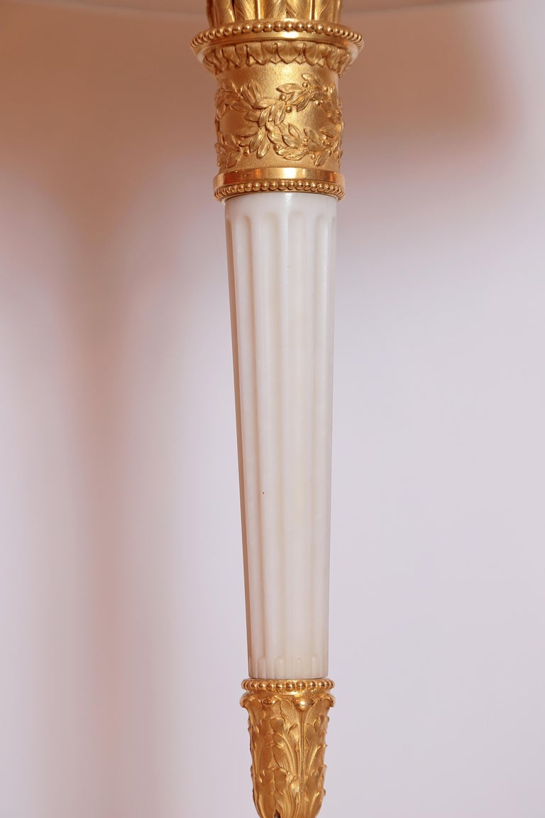 Late 19th Century Gilt Bronze and Marble Candlestick Lamp by Caldwell For Sale at 1stDibs