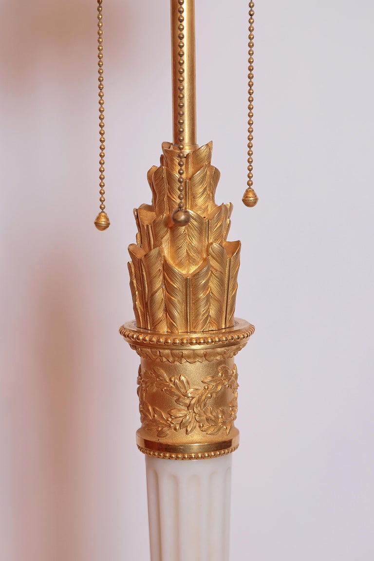 Late 19th Century Gilt Bronze and Marble Candlestick Lamp by Caldwell For Sale at 1stDibs