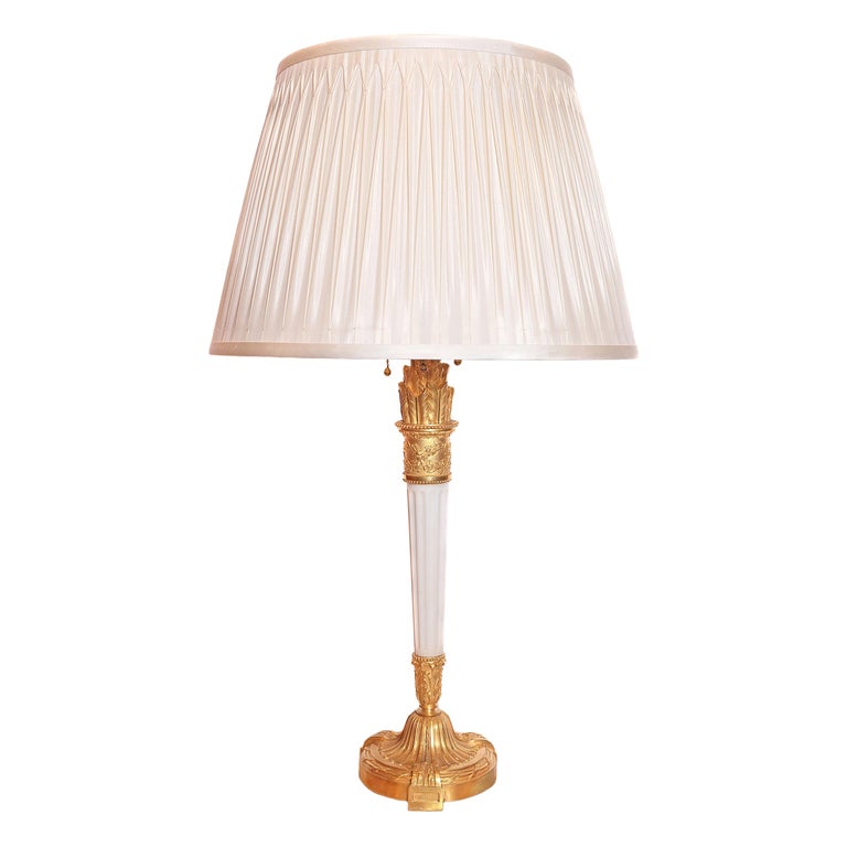 Late 19th Century Gilt Bronze and Marble Candlestick Lamp by Caldwell For Sale at 1stDibs