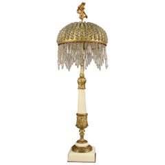 Antique Late 19th Century Gilt Bronze and Marble Lamp