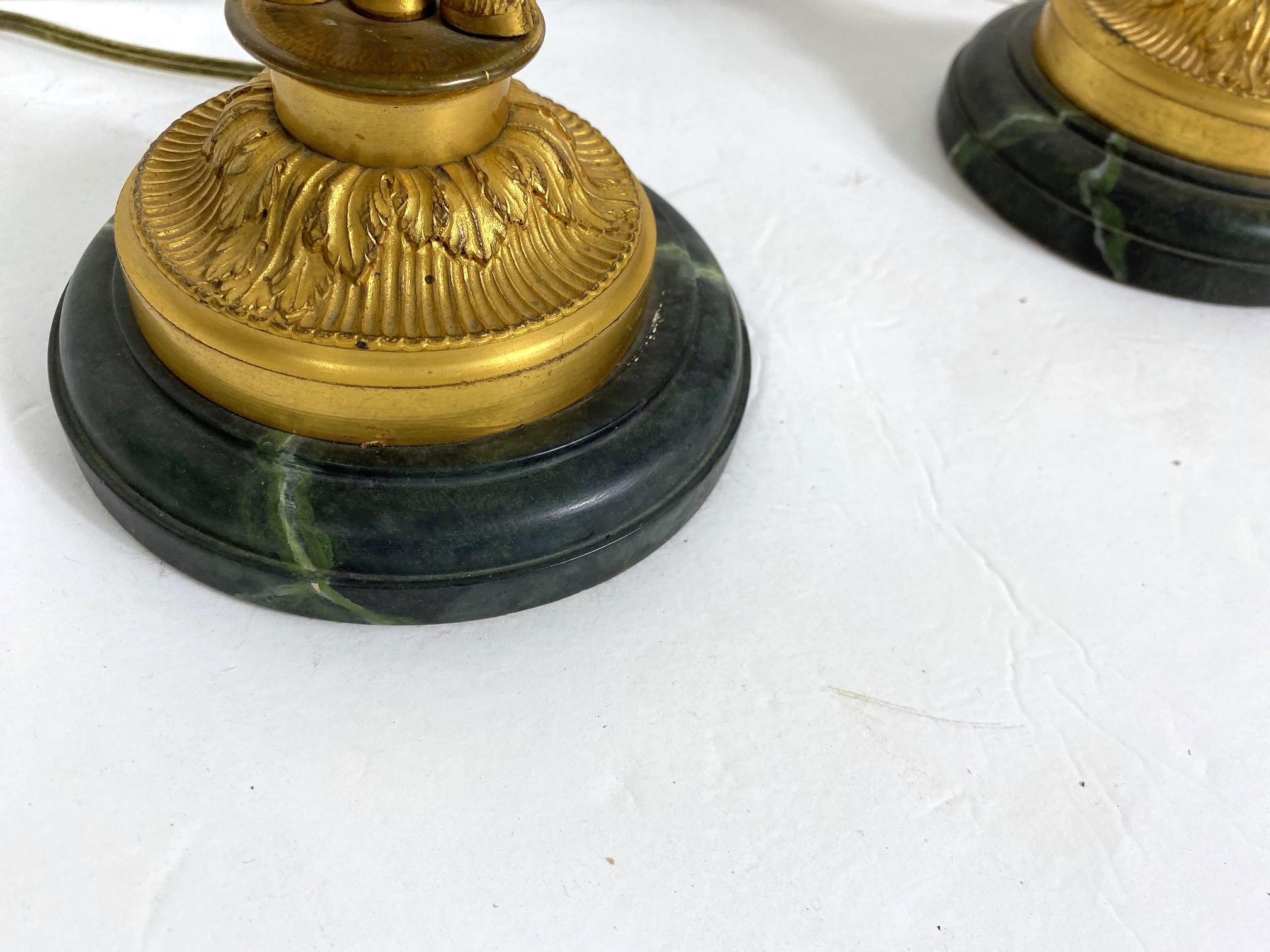 Late 19th Century Gilt Bronze  Bouillotte Lamps Set of 2 For Sale 2