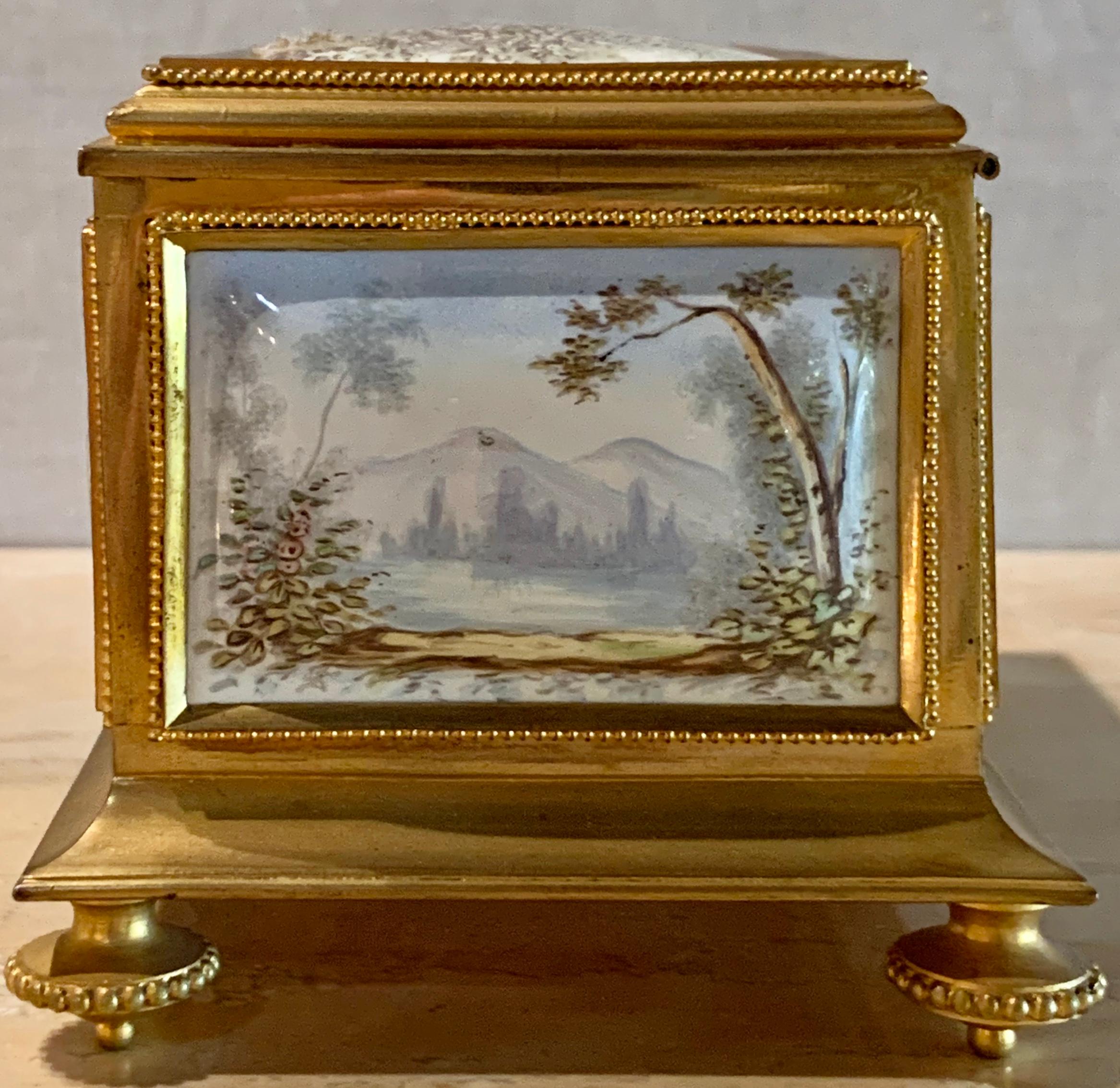 Late 19th Century Gilt Bronze Enameled Jewelry Casket Box Sevres Style 5