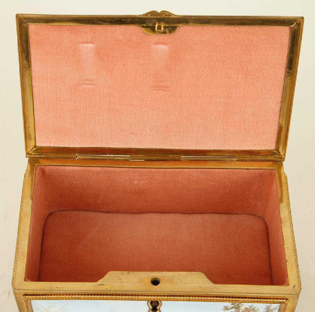 Late 19th Century Gilt Bronze Enameled Jewelry Casket Box Sevres Style 15