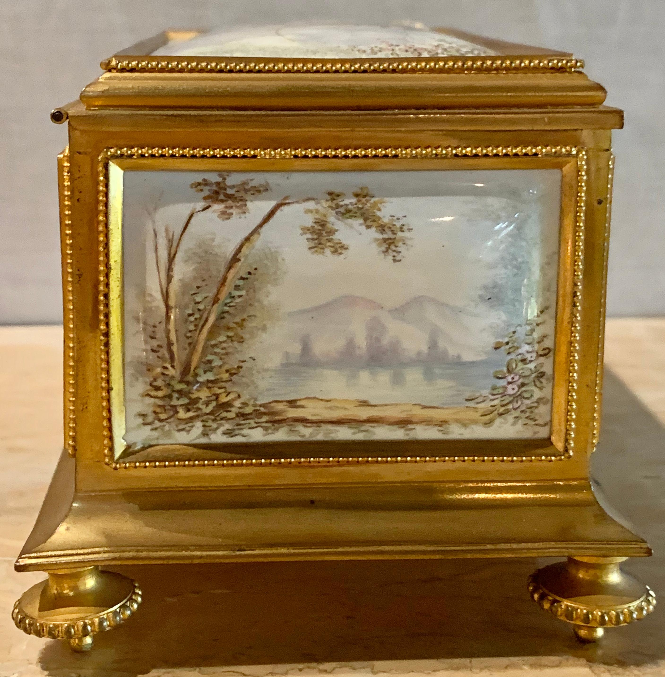 Late 19th Century Gilt Bronze Enameled Jewelry Casket Box Sevres Style 3