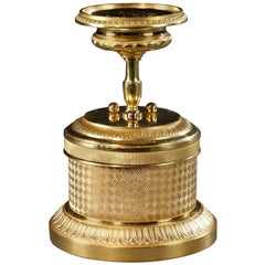 Late 19th Century Gilt Bronze Inkwell and Trinket Bowl