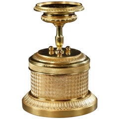 Late 19th Century Gilt Bronze Inkwell and Trinket Bowl
