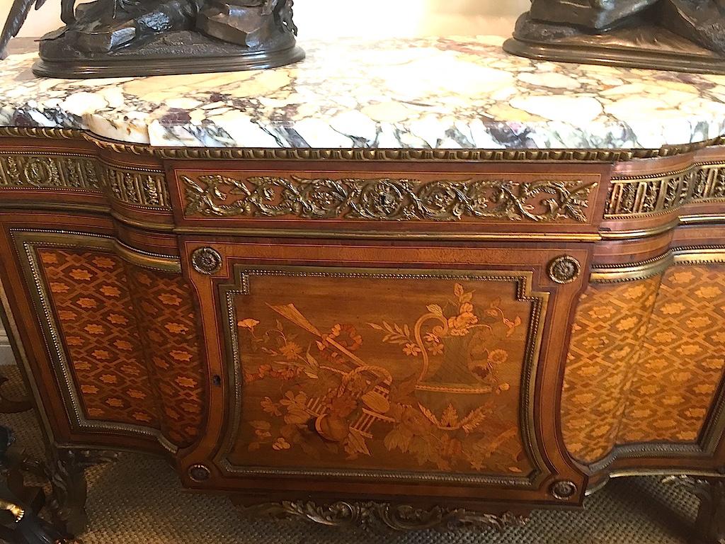 Louis XVI Late 19th Century Gilt Bronze Marquetry Parquetry Commode after J H Riesner