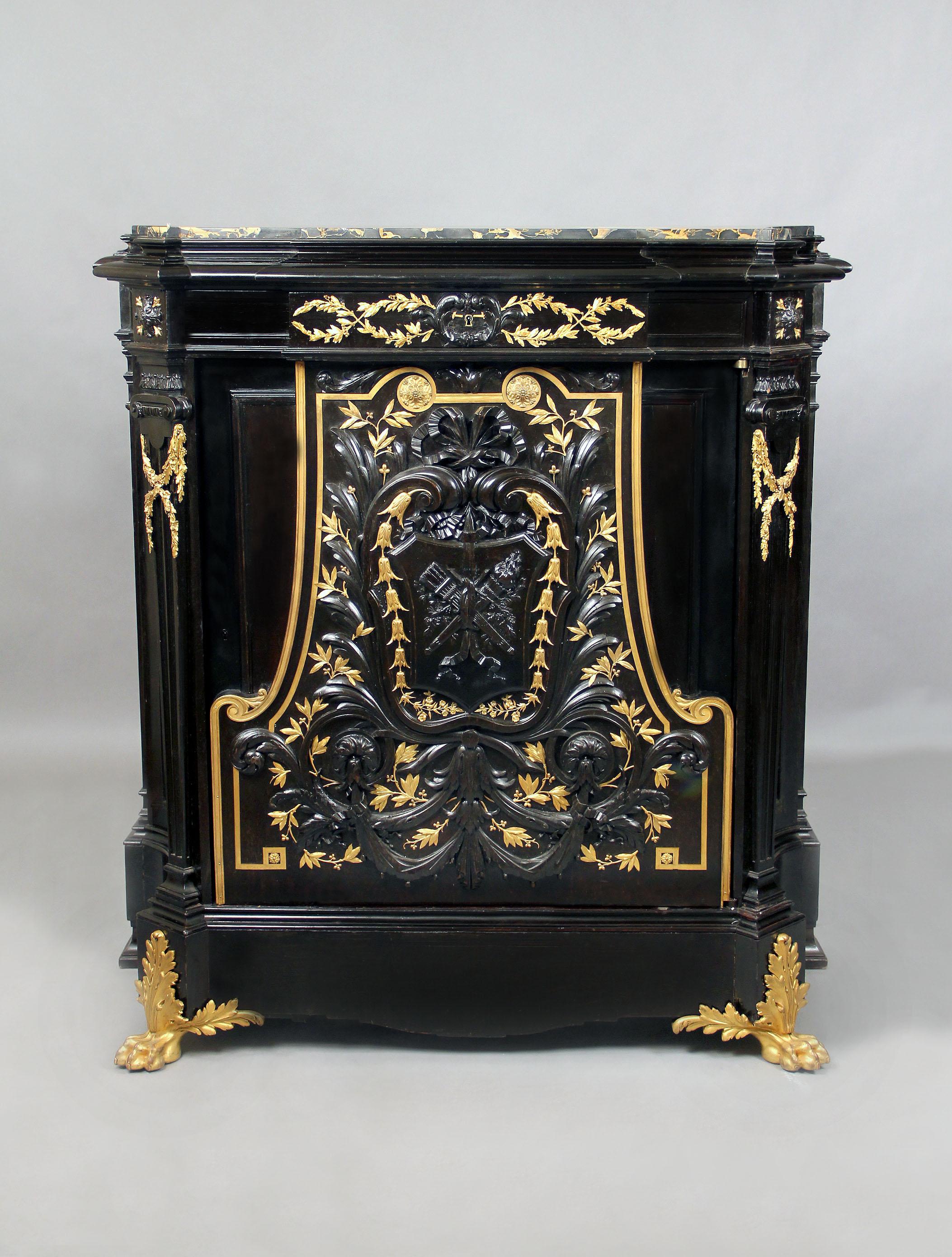 Ebonized Late 19th Century Gilt Bronze Mounted Cabinet by J.B.A. Lanneau For Sale