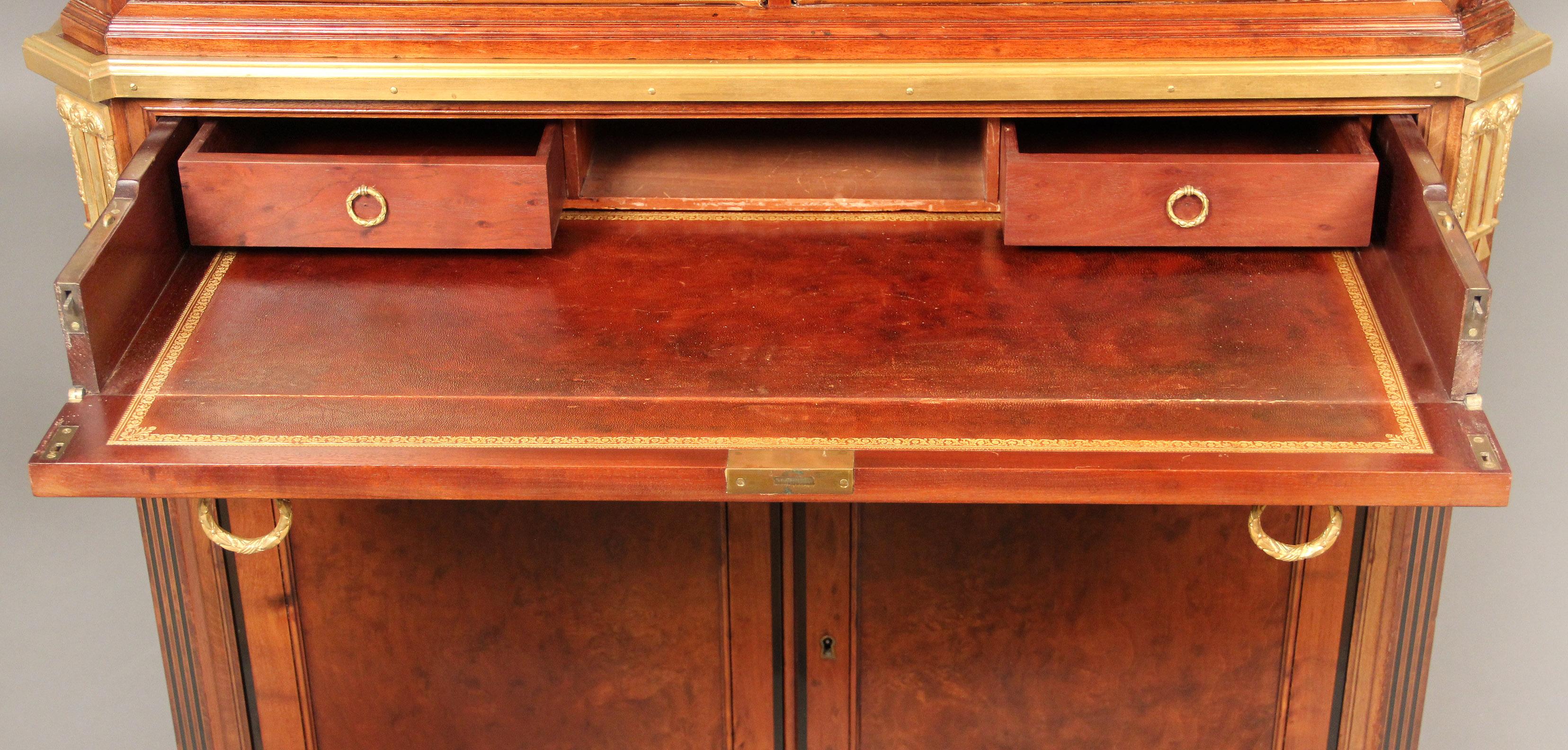 Leather Late 19th Century Gilt Bronze-Mounted Cartonnier / Secretaire by Antoine Krieger For Sale