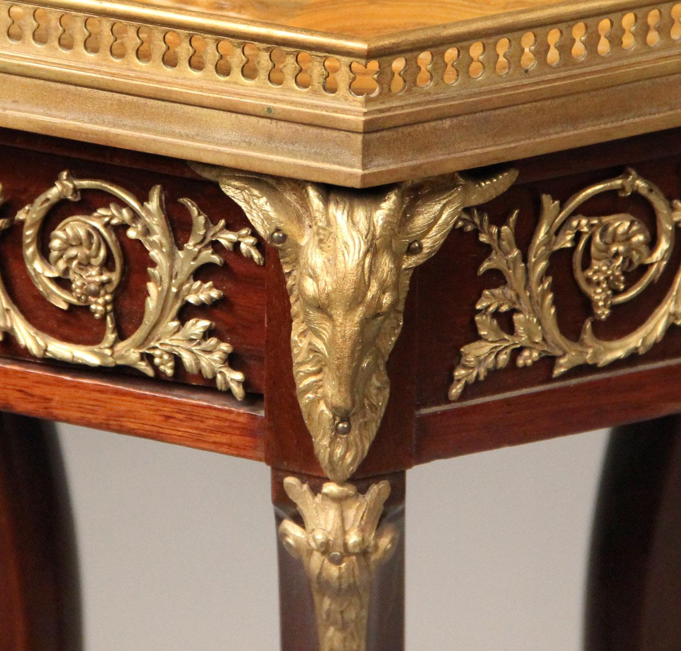 Belle Époque Late 19th Century Gilt Bronze Mounted Empire Style Side Table For Sale